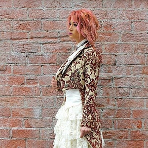 HARLEQUIN TAILCOAT - Burgundy/Ivory Tapestry