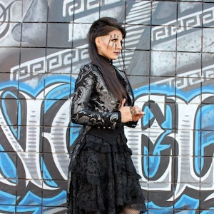 HARLEQUIN TAILCOAT - Silver/Black Tapestry