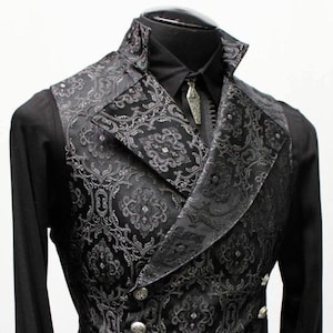 CAVALIER VEST - Black Edwardian Brocade