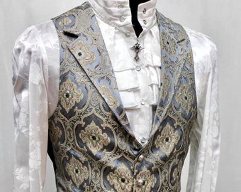 ARISTOCRAT VEST - Blue Edwardian Brocade
