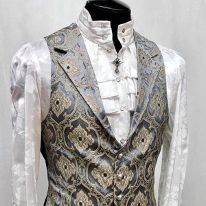 ARISTOCRAT VEST - Blue Edwardian Brocade