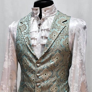 AISTOCRAT VEST - Green Edwardian Brocade
