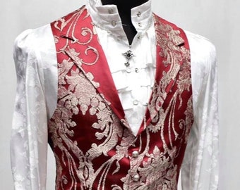 ARISTOCRAT VEST - Burgundy Satin Brocade