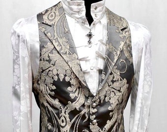 ARISTOCRAT WESTE - Graues Satin Brokat
