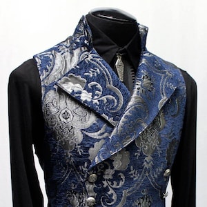 CAVALIER VEST - Silver/Blue Tapestry