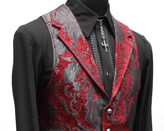 ARISTOCRAT VEST - Burgundy/Grey Tapestry