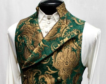 CAVALIER VEST - Green/Gold Tapestry