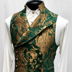 CAVALIER VEST - Green/Gold Tapestry