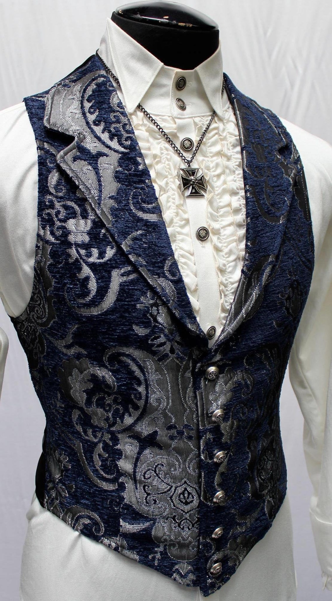 ARISTOCRAT VEST Blue/silver Tapestry - Etsy