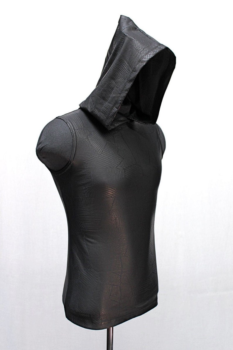 MEN'S SLEEVELESS HOODIE Tshirt Patchwork Vinyl Fabric Etsy