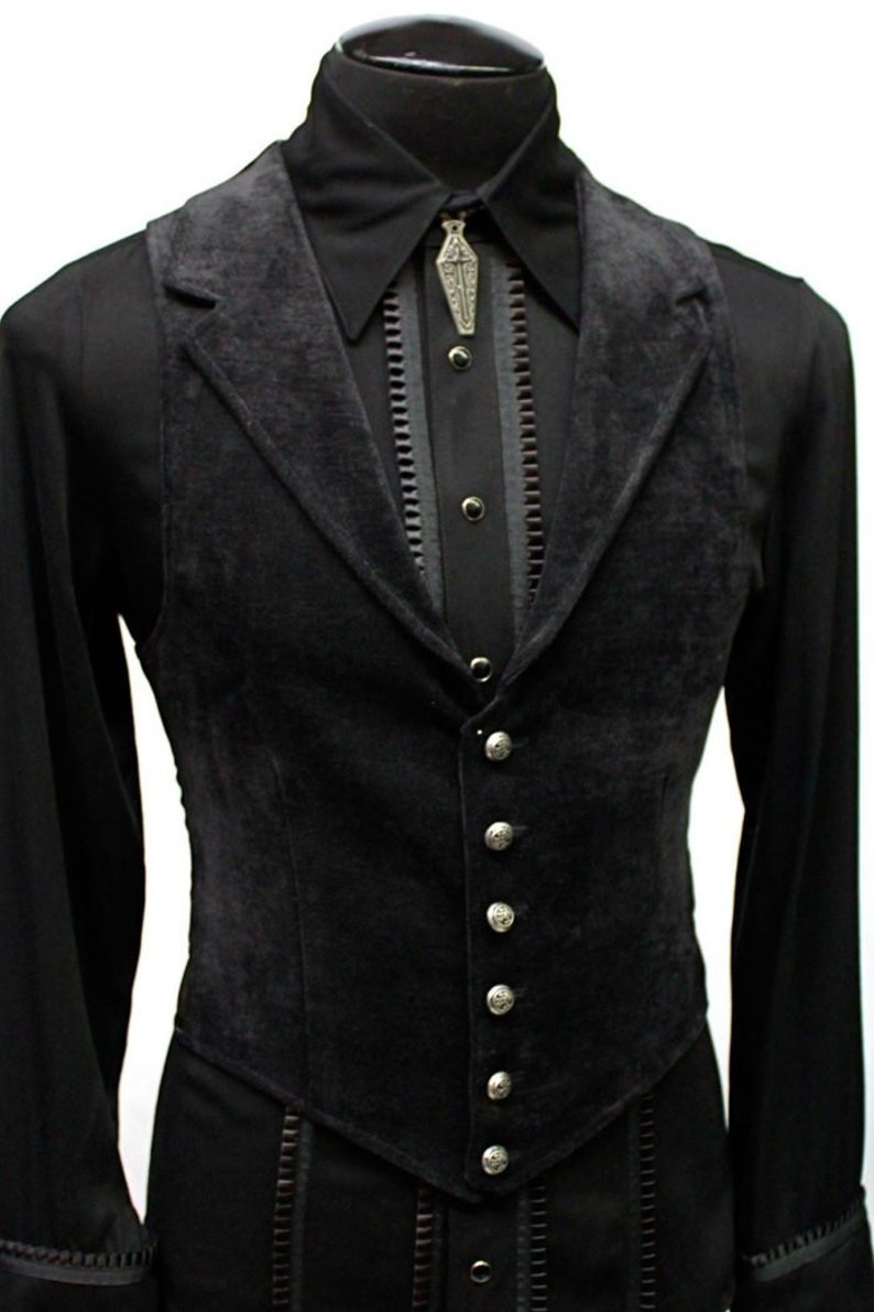 Men’s Steampunk Vests, Waistcoats, Corsets ARISTOCRAT VEST - Black Velvet  AT vintagedancer.com