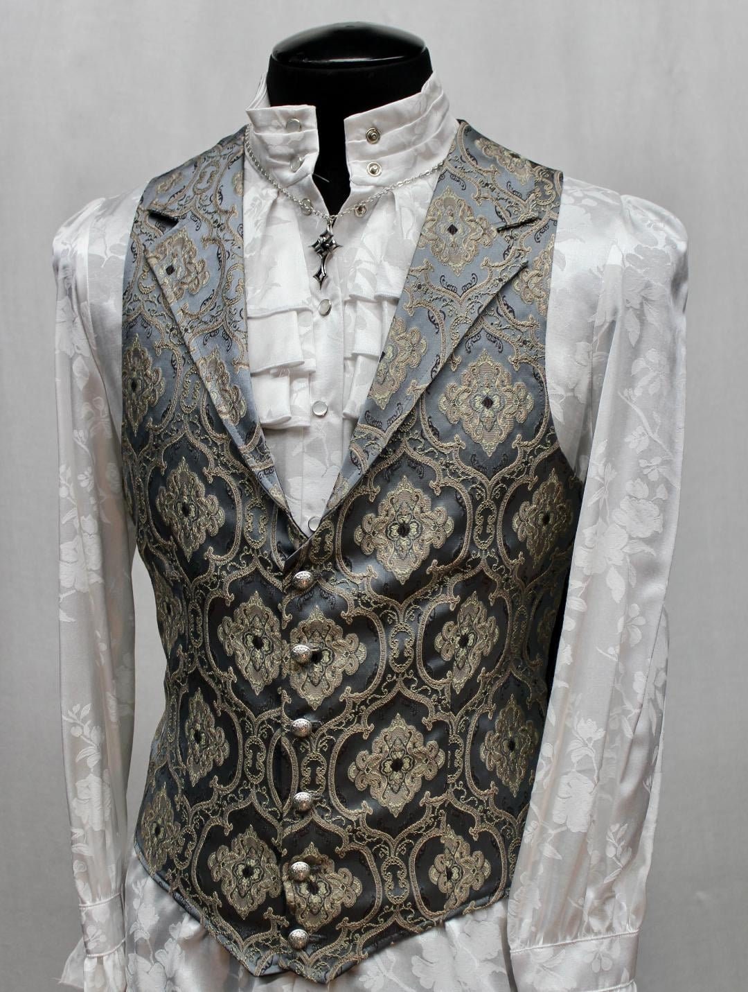 ARISTOCRAT VEST Blue Edwardian Brocade - Etsy