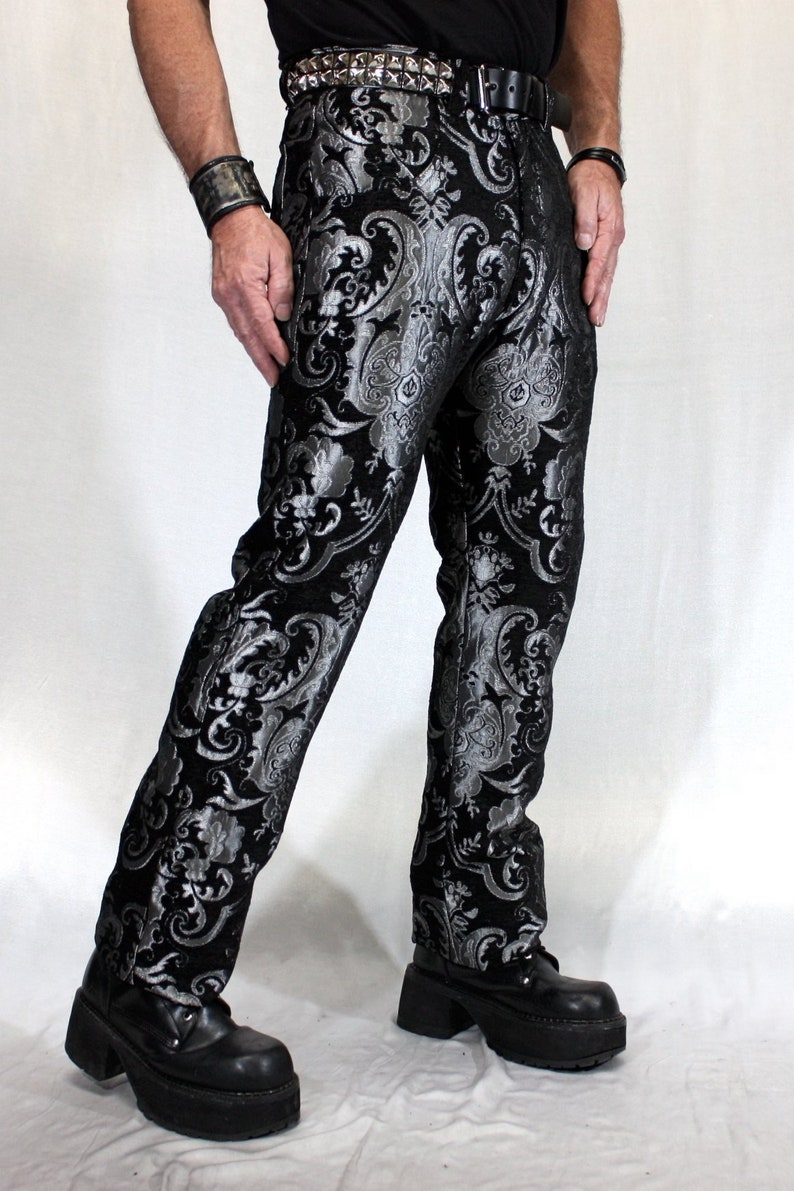 TAPESTRY PANTS Silver/black Etsy