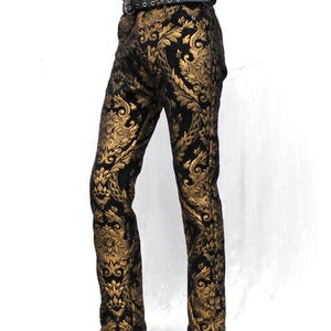 green emerald velvet dress Dolce & Gabbana Black Gold Jacquard Dress Trouser Pants - IT44 main image 0