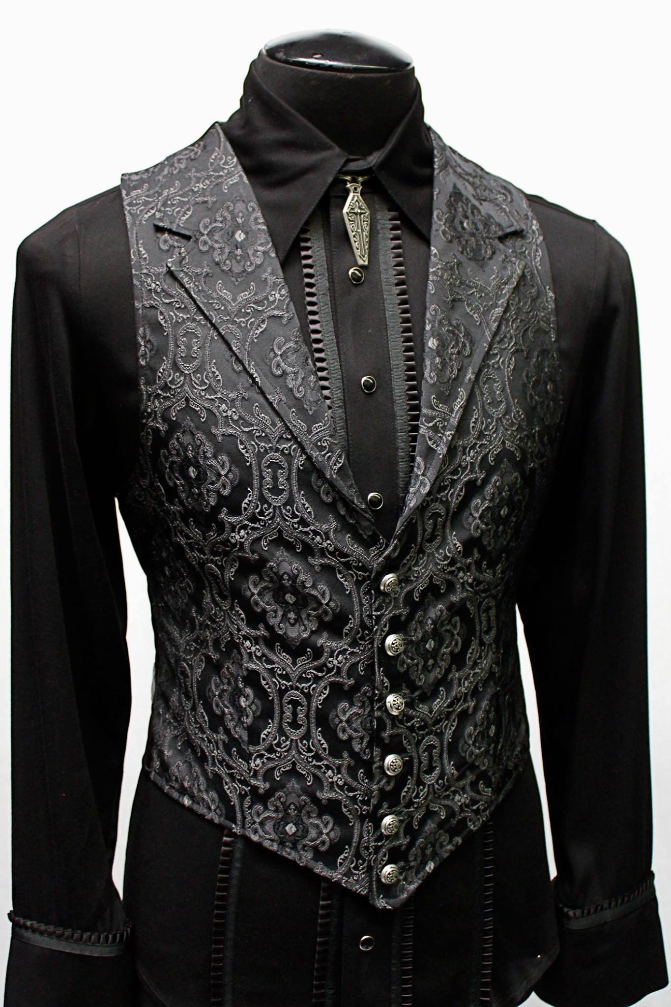 ARISTOCRAT VEST Black Edwardian Brocade Fabric - Etsy