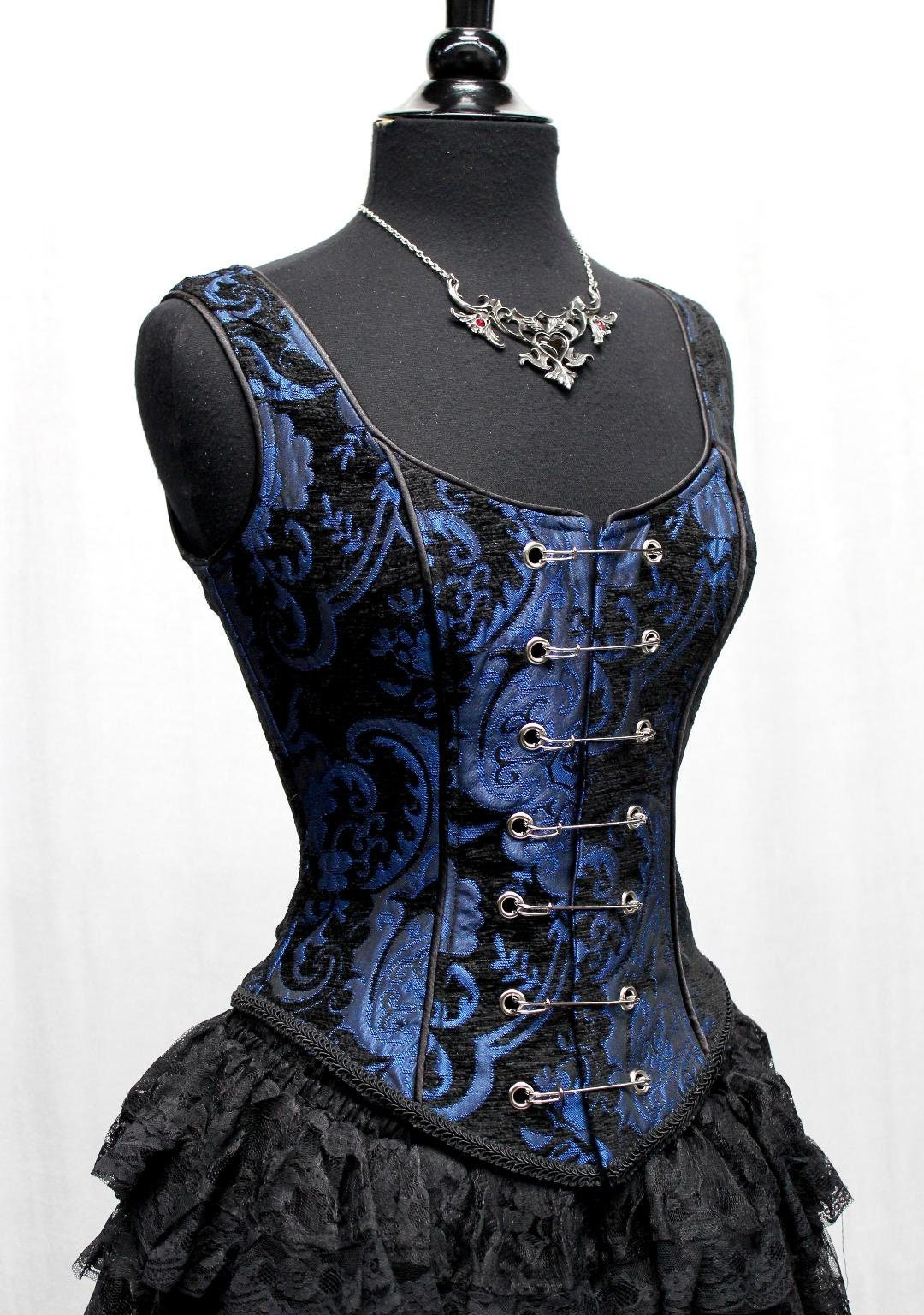 Royal Blue and Black Steampunk Dress