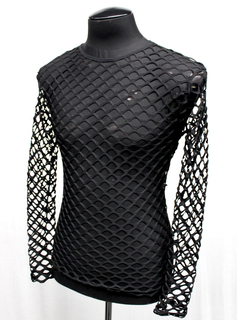 Men's Long Sleeve T-shirt - Big Black Stretch Fishnet - Etsy