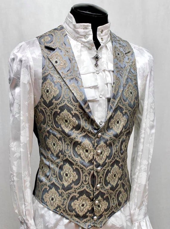 ARISTOCRAT VEST Blue Edwardian Brocade - Etsy