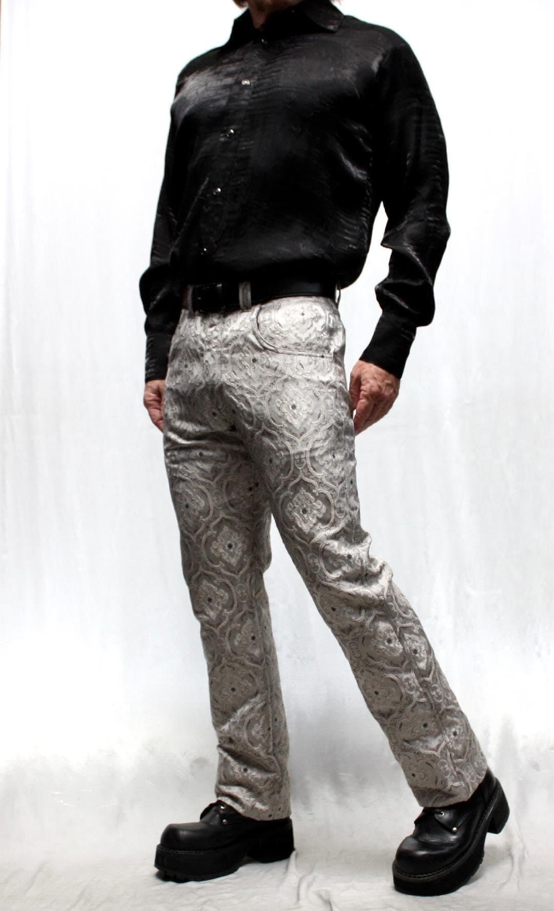 ALEXANDER MCQUEEN Black & Silver Silk Brocade Pants Evening Trousers M -  Etsy