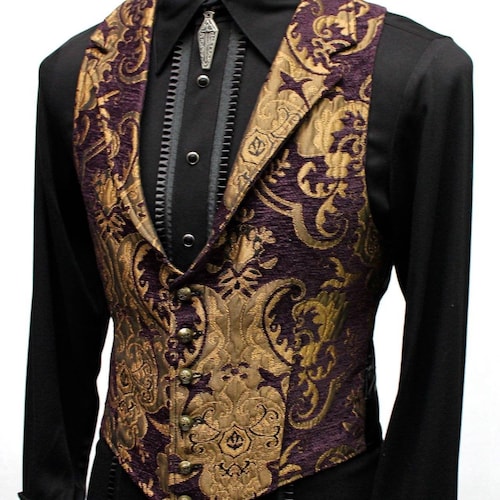 VICTORIAN GENTLEMAN'S ARISTOCRAT VEST TAPESTRY STYLISH CASUAL VEST RED