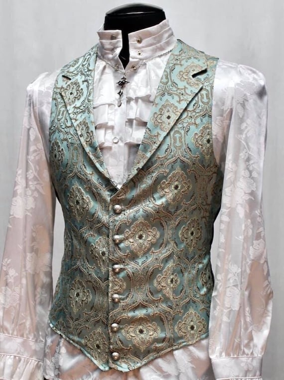 AISTOCRAT VEST Green Edwardian Brocade - Etsy