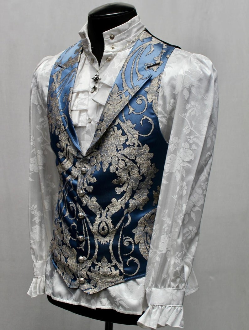 ARISTOCRAT VEST Ice Blue Satin Brocade - Etsy