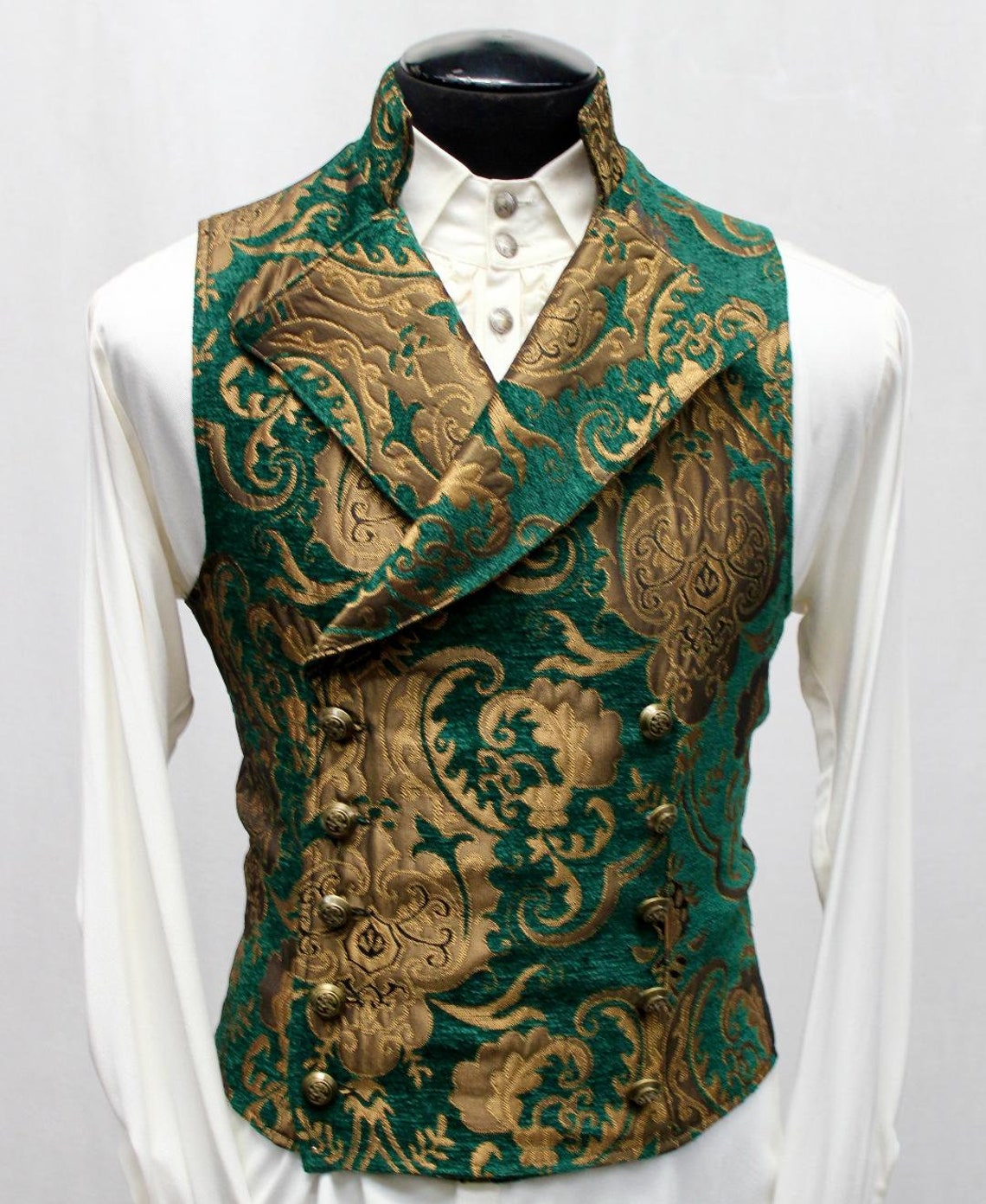 CAVALIER VEST Green/gold Tapestry - Etsy