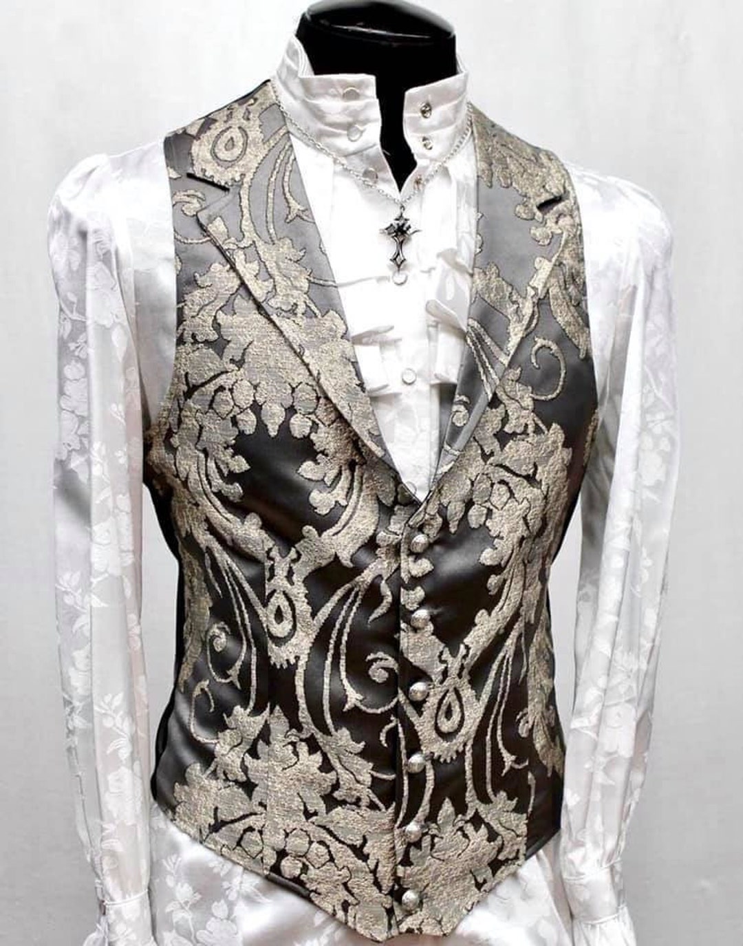 ARISTOCRAT VEST Grey Satin Brocade - Etsy