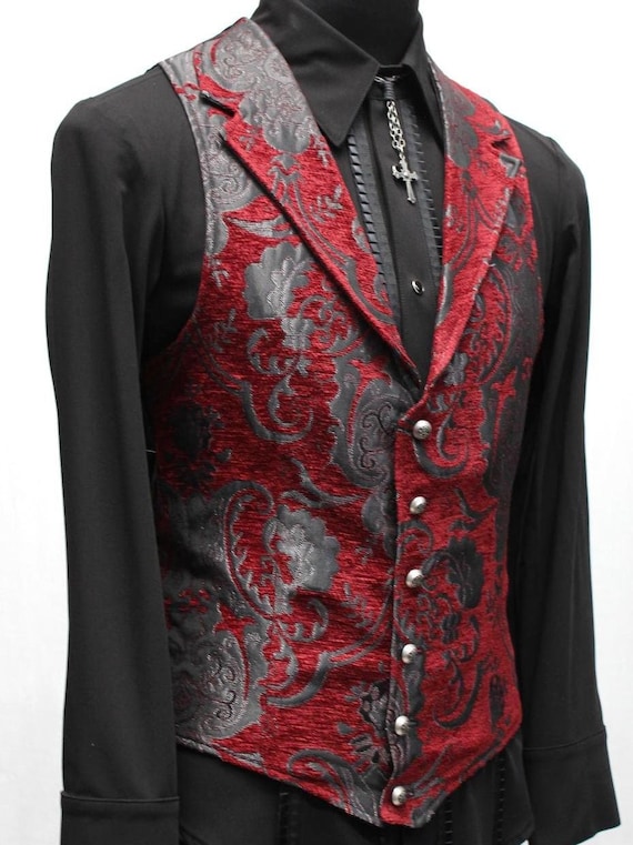 ARISTOCRAT VEST Red/grey Tapestry - Etsy