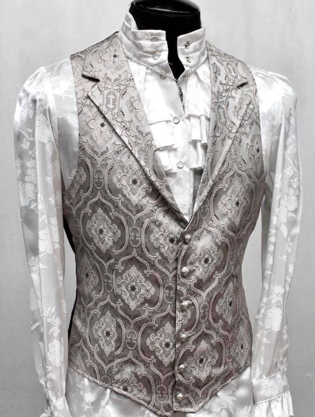 ARISTOCRAT VEST Silver Edwardian Brocade - Etsy