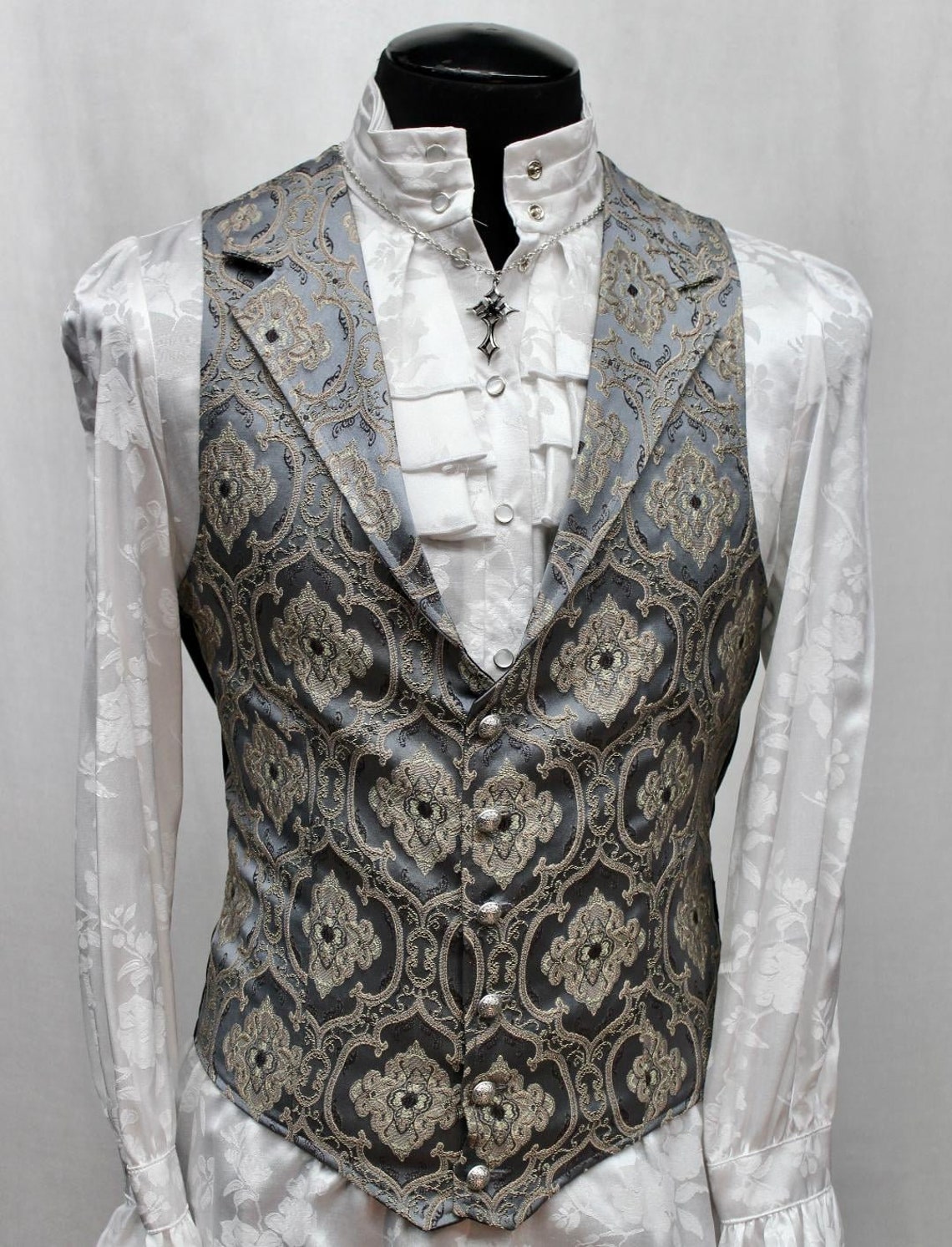 ARISTOCRAT VEST Blue Edwardian Brocade - Etsy UK