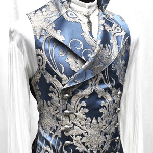 CAVALIER VEST Ice Blue Satin Brocade - Etsy