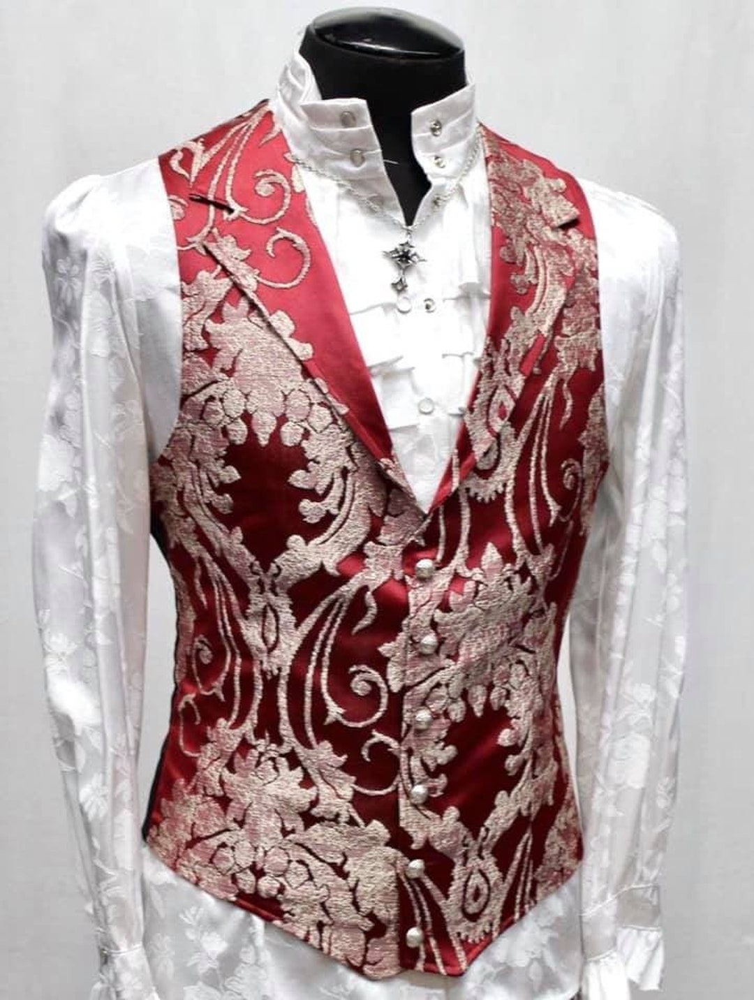 ARISTOCRAT VEST Burgundy Satin Brocade - Etsy