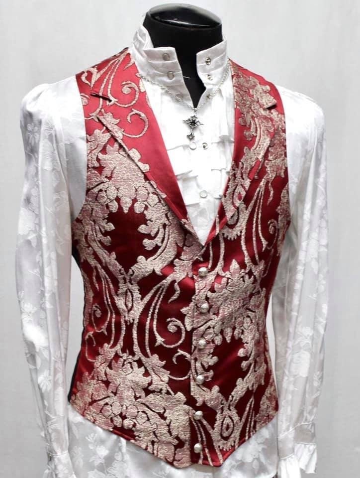 ARISTOCRAT VEST - Burgundy Satin Brocade