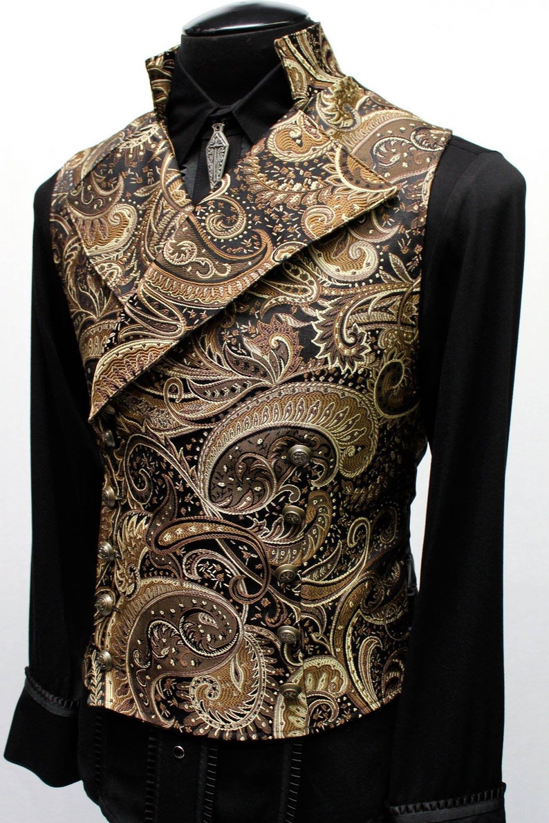 CAVALIER VEST Gold Steampunk Paisley - Etsy