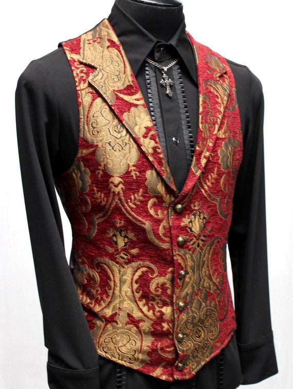 ARISTOCRAT VEST - Red/gold Tapestry - Etsy