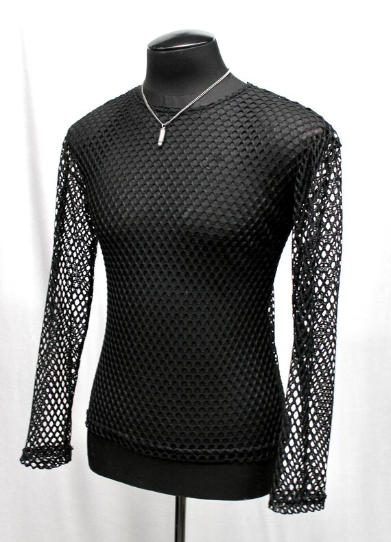 men's long sleeve fishnet shirt