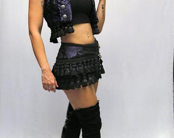 TASSEL SKIRT - Purple/Black