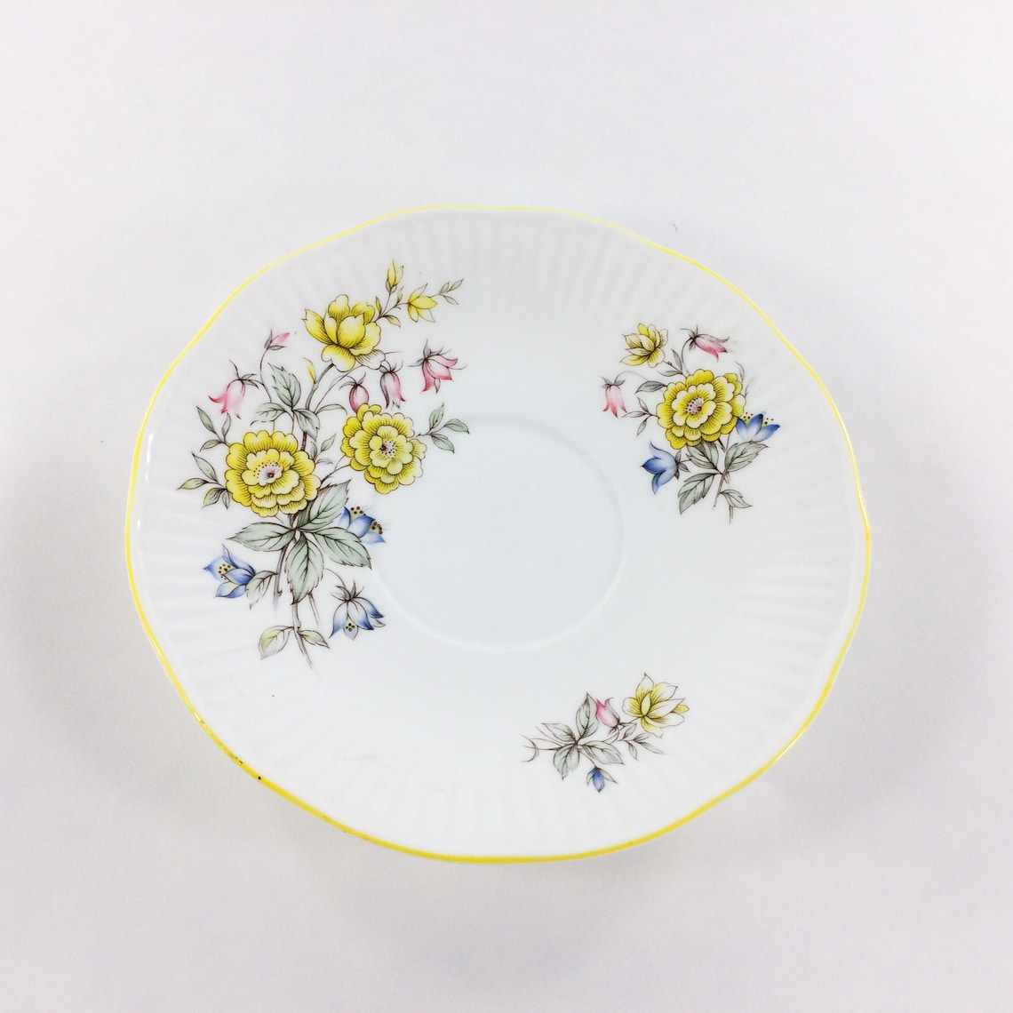 Queens Rosina Fine Bone China Yellow Floral Teacup and Saucer Etsy