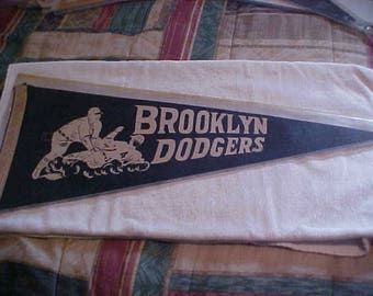 1940-50's Brooklyn Dodgers baseball player full size vintage pennant