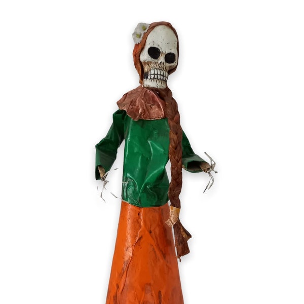 Grande catrina vintage fait main papier mâché - jour des morts