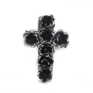 wall cross with flowers in relief