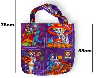 END OF LINE: Large tote bag, cotton - polyester, Mexican Day of the Dead