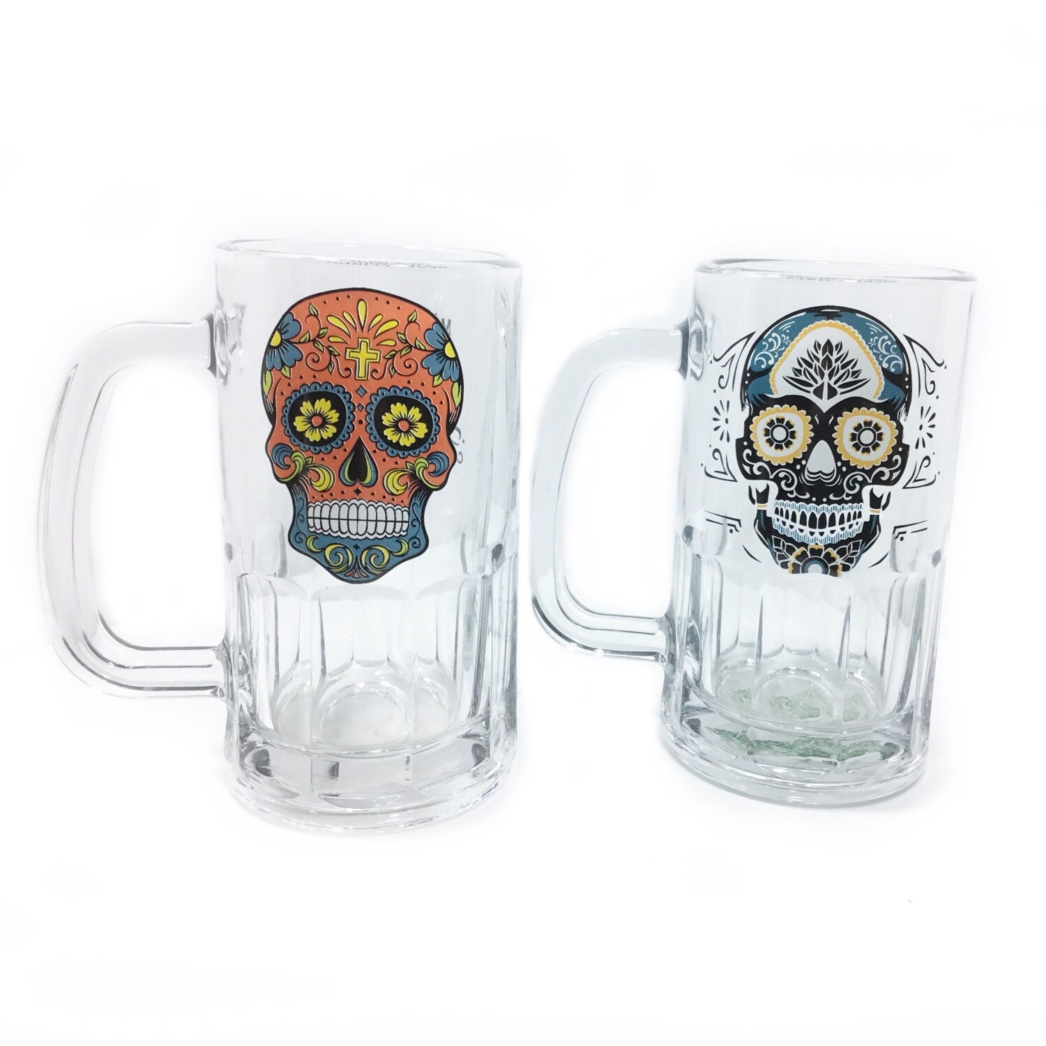 Verres avec Décoration Skull Colorée Mexicaine