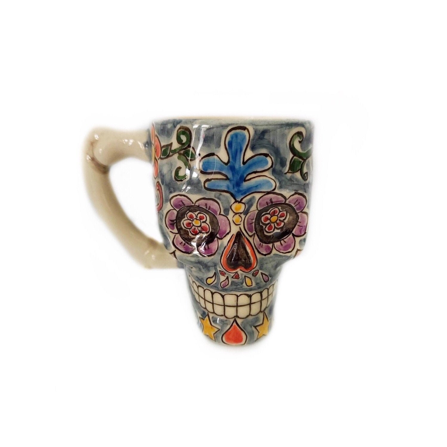 Mug Tasse avec Décoration Tête de Mort Multicolore