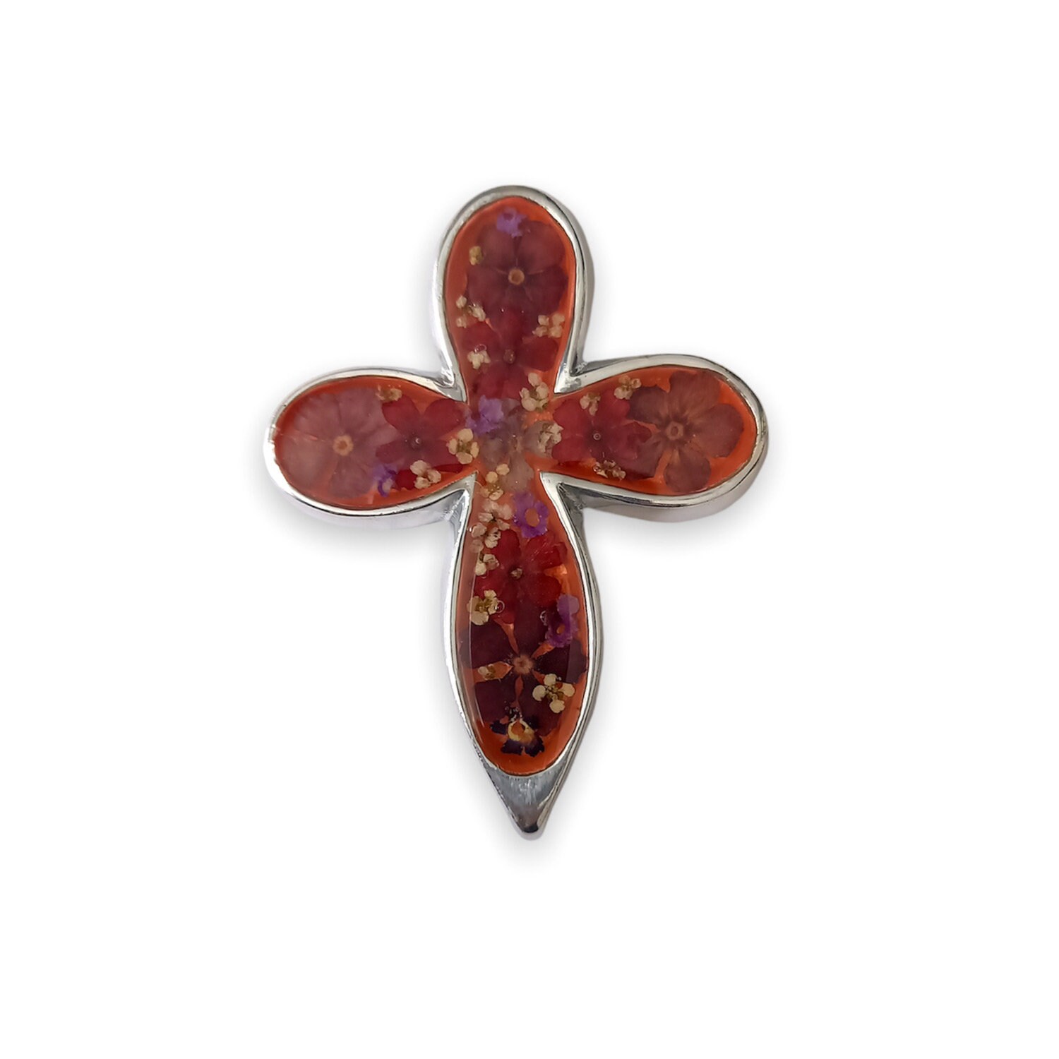 Croix à Suspendre avec Fleurs Encapsulées d'inspiration Mexicaine