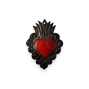 Broche sequins cœur ex-voto rouge et doré Pondie Chérie - Le petit Souk