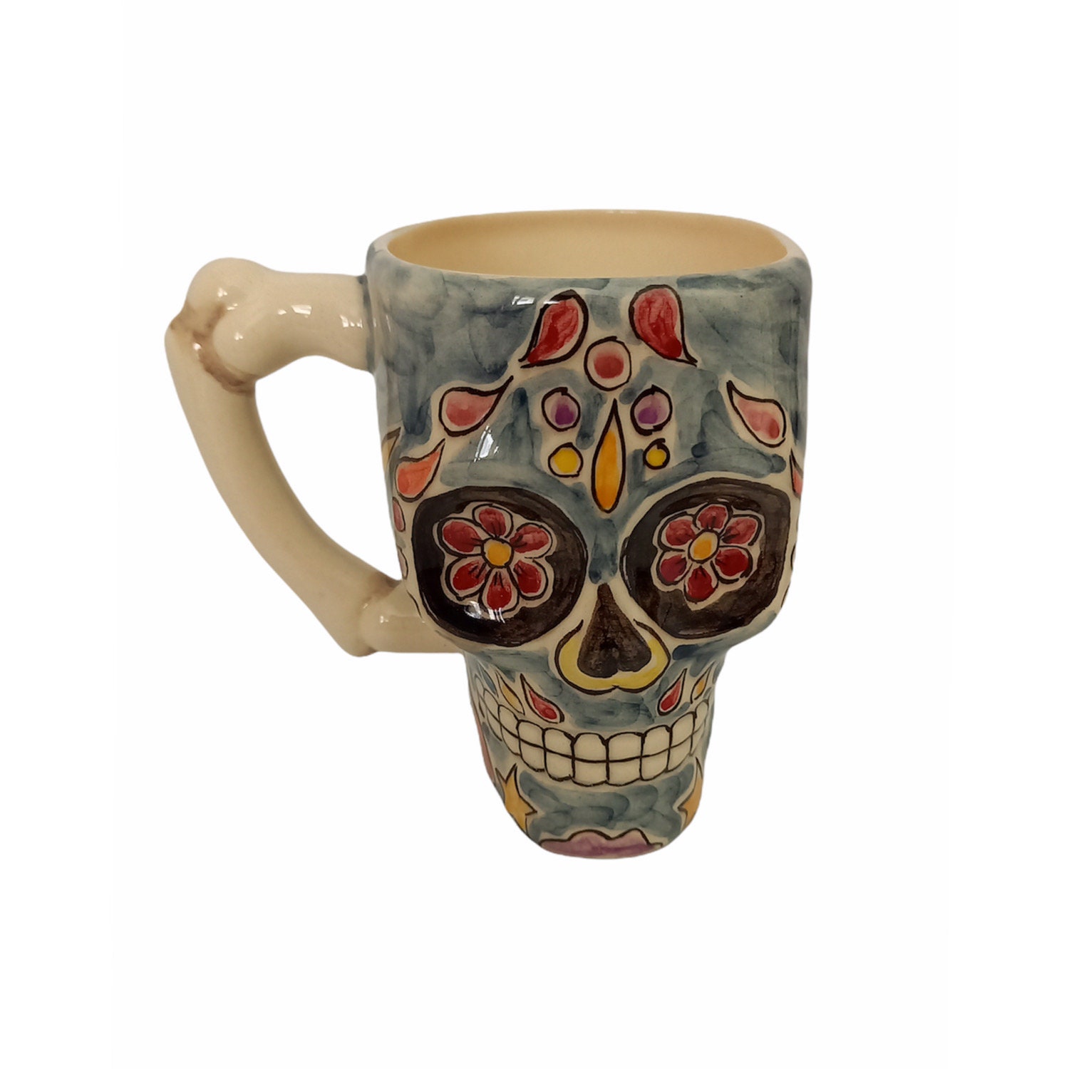 Mug Tasse avec Décoration Tête de Mort Fait-Main
