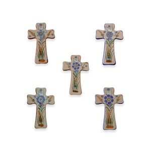 Ceramic cross with floral and dove motifs