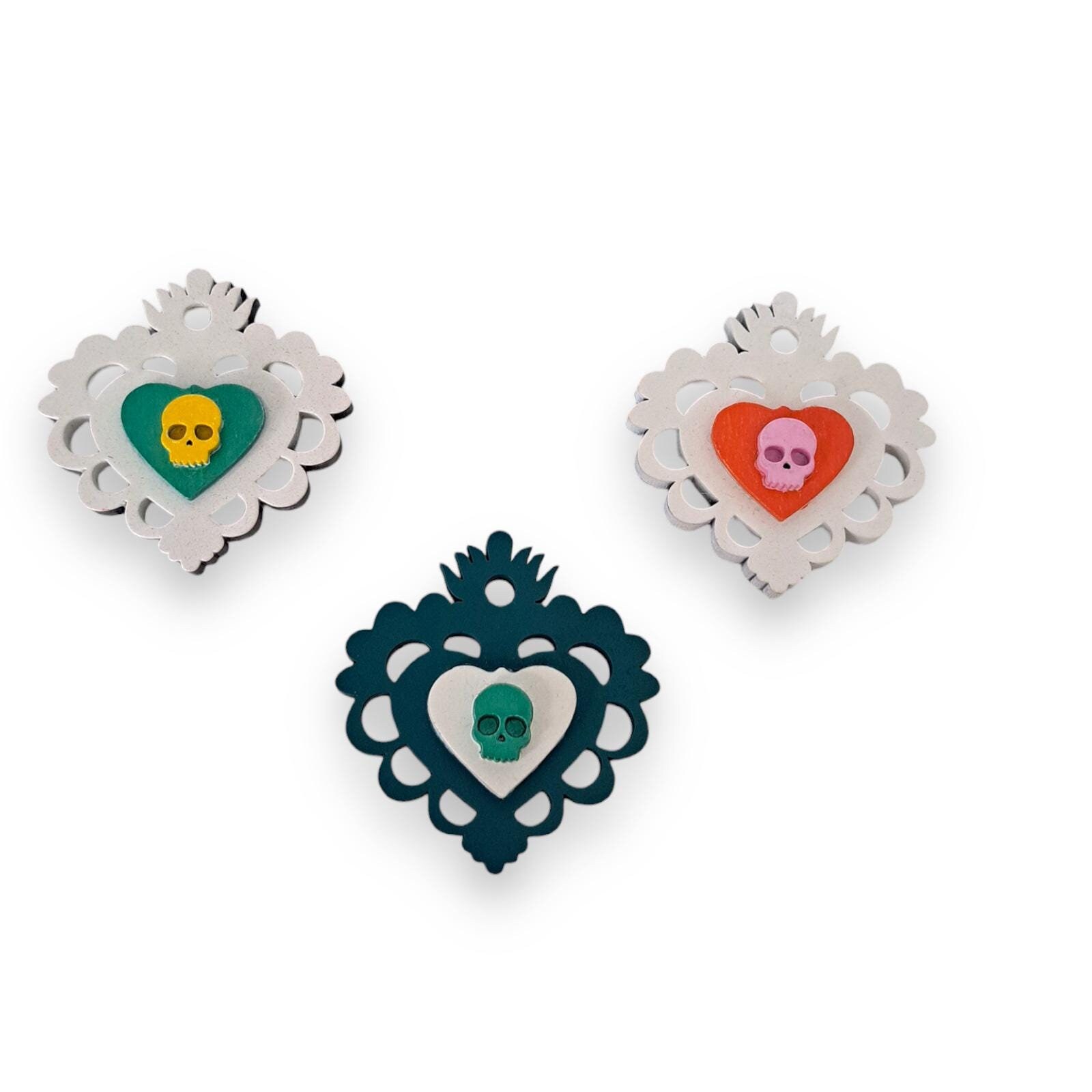 メキシコの頭蓋骨をイメージした木製磁石マグネット - Etsy 日本